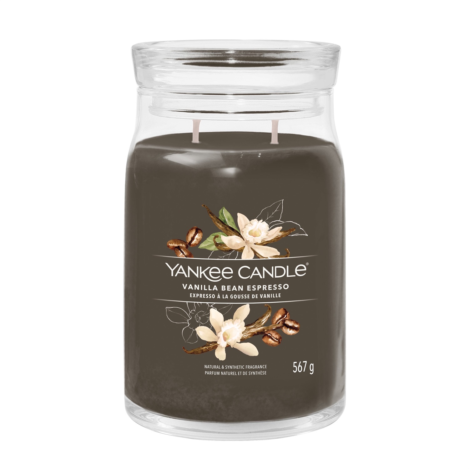 Yankee Candle Vanilla Bean Espresso - Candela in Giara Grande 567 g, Fragranza Dolce e Speziata, Tempo di Combustione fino a 90 ore