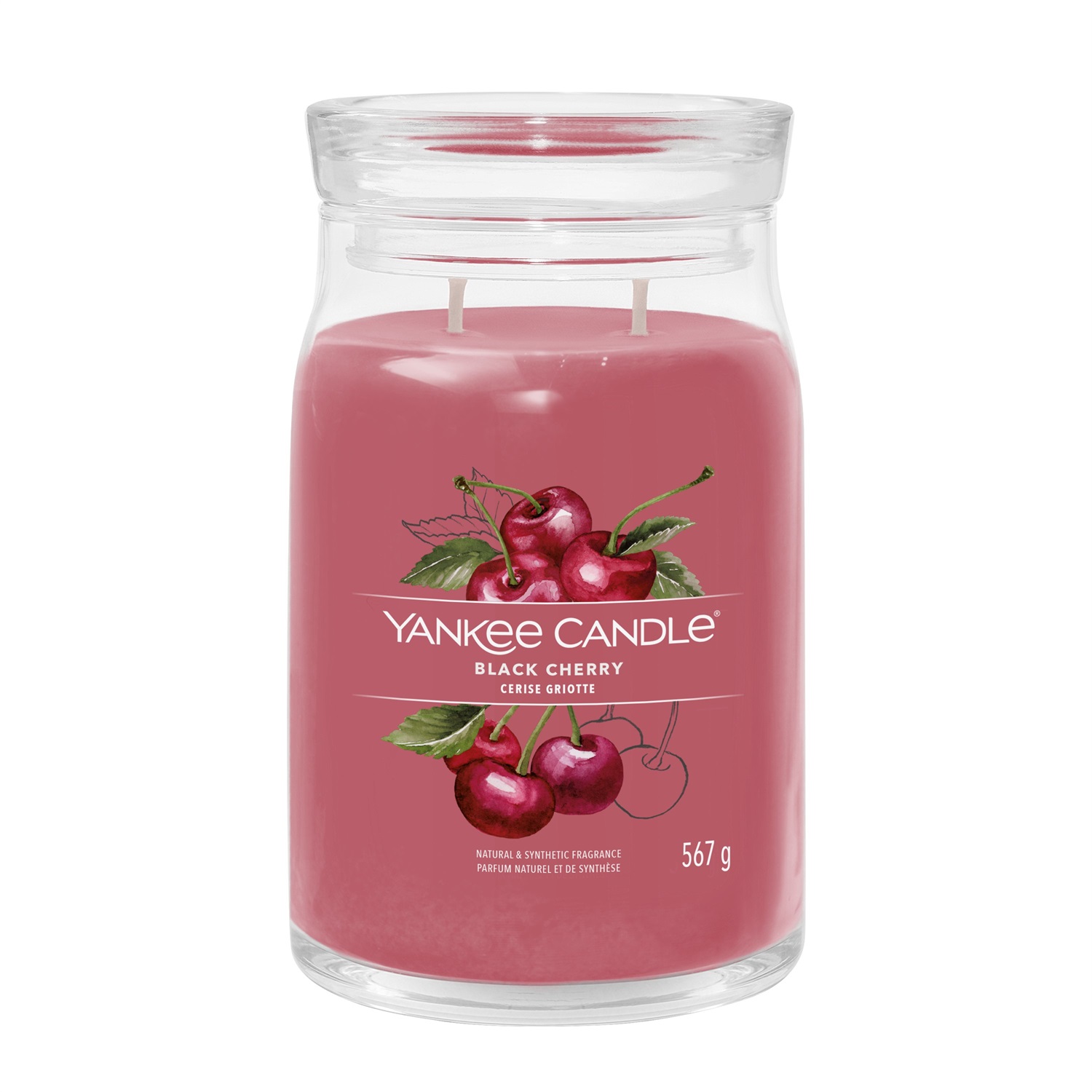 Yankee Candle Black Cherry - Candela Profumata in Giara Grande 567 g con Fragranza di Ciliegia e Cera di Soia, Fino a 90 Ore di Combustione