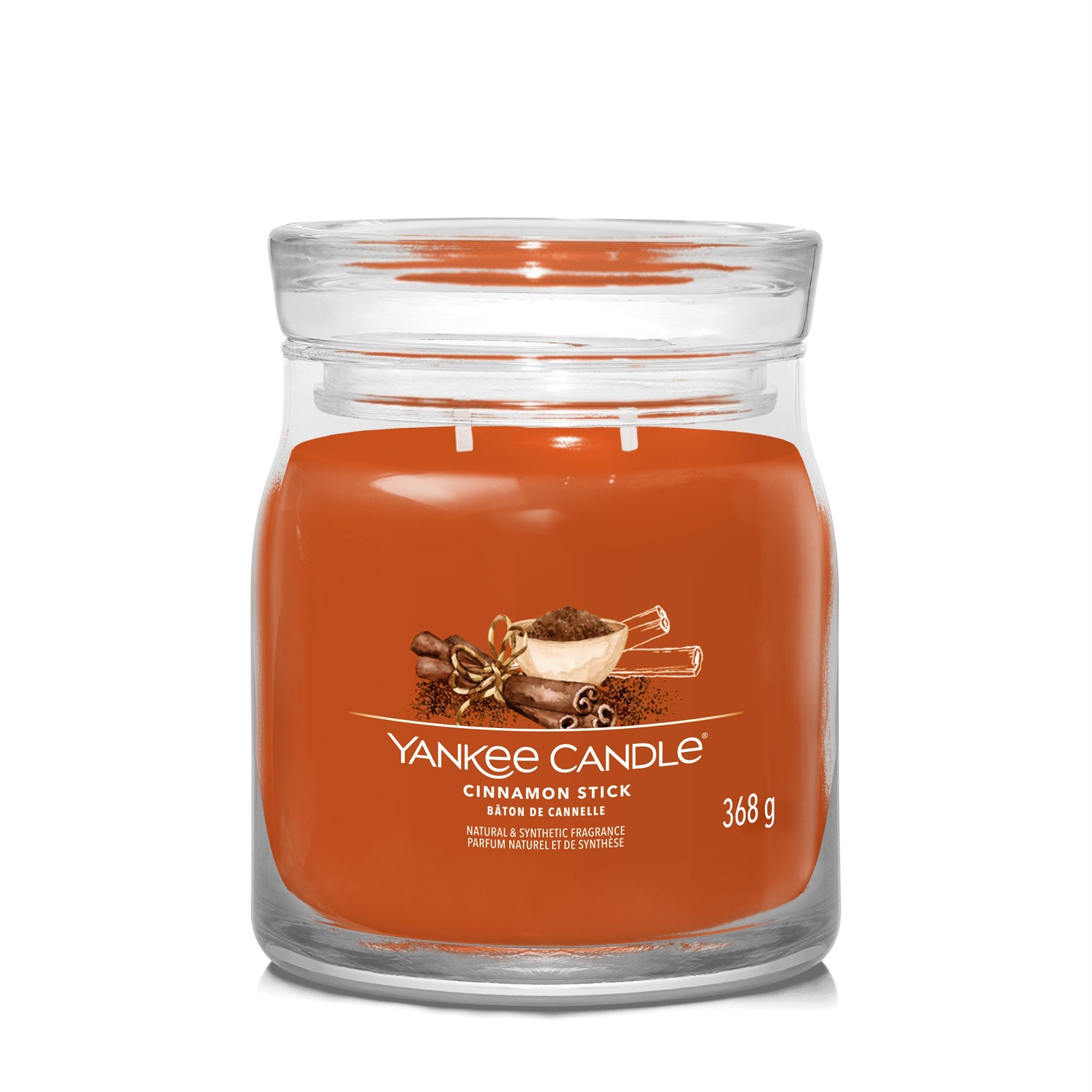 Yankee Candle Cinnamon Stick - Candela Profumata Giara Media 368g con Fragranza Dolce e Speziata, Doppio Stoppino, Tempo di Combustione fino a 50 Ore