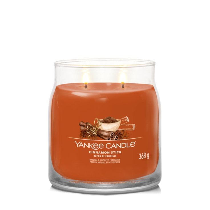 Yankee Candle Cinnamon Stick - Candela Profumata Giara Media 368g con Fragranza Dolce e Speziata, Doppio Stoppino, Tempo di Combustione fino a 50 Ore
