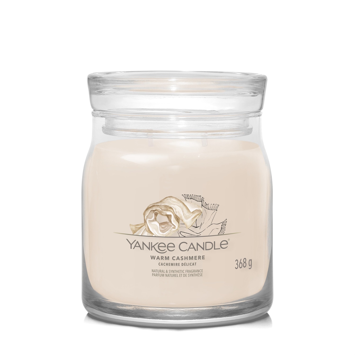 Yankee Candle Warm Cashmere - Candela Profumata Media 368g con 2 Stoppini, Fragranza Elegante e Avvolgente