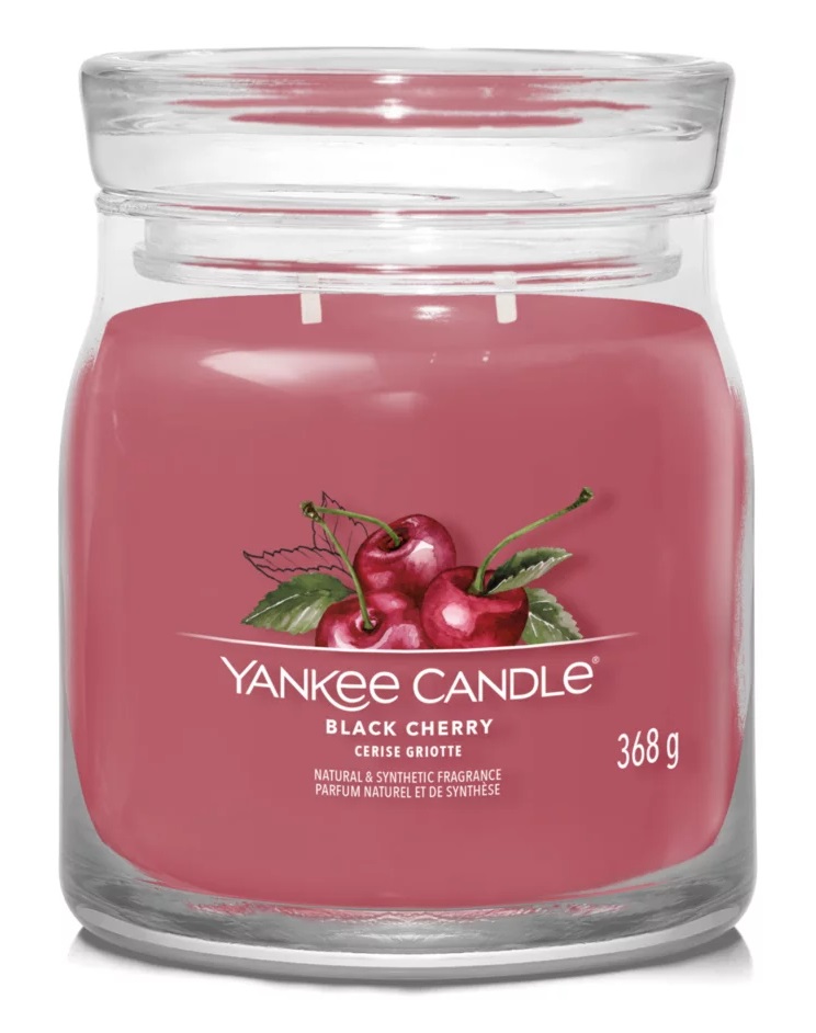 Yankee Candle Black Cherry - Candela Profumata Giara Media 368g con 2 Stoppini e Fragranza Fruttata