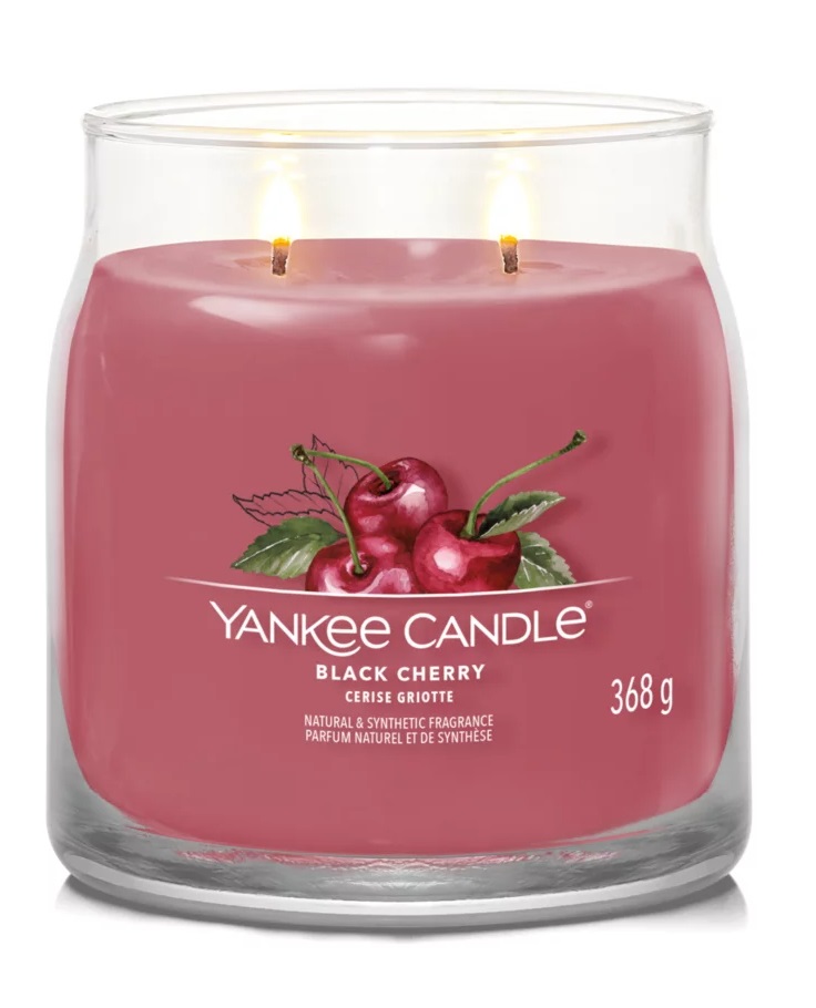 Yankee Candle Black Cherry - Candela Profumata Giara Media 368g con 2 Stoppini e Fragranza Fruttata