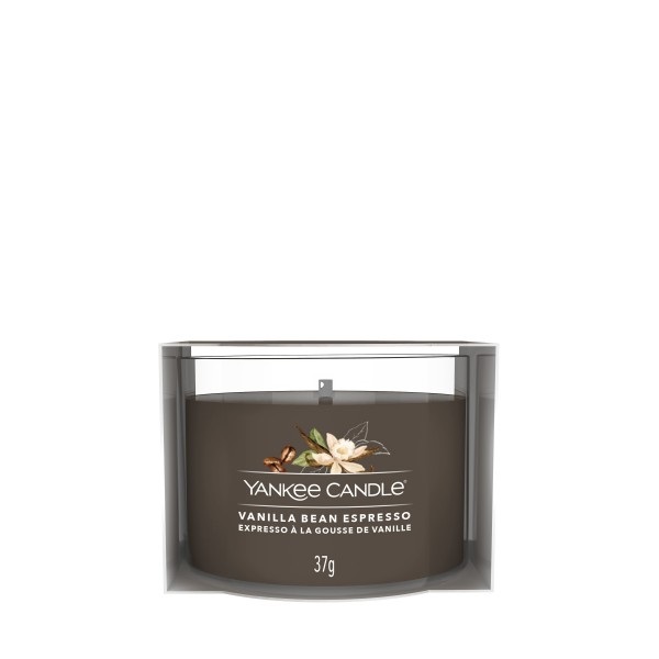 Yankee Candle Vanilla Bean Espresso - Candela Votiva Profumata 37 g in Vetro con Fragranza di Vaniglia e Caffè Espresso