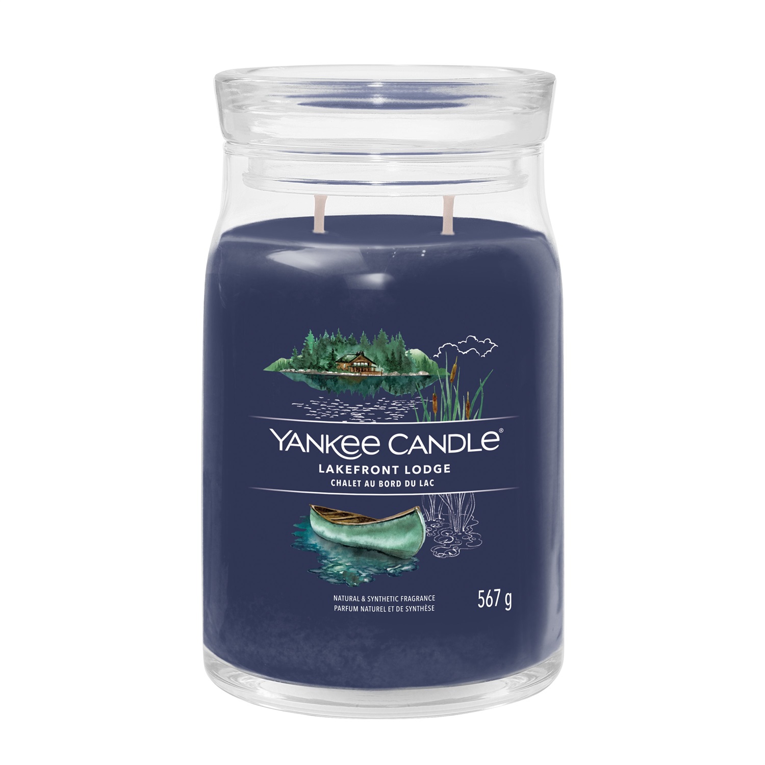 Yankee Candle Lakefront Lodge - Candela Profumata in Giara Grande 567 g, Fragranza Legnosa, Fino a 90 Ore di Combustione