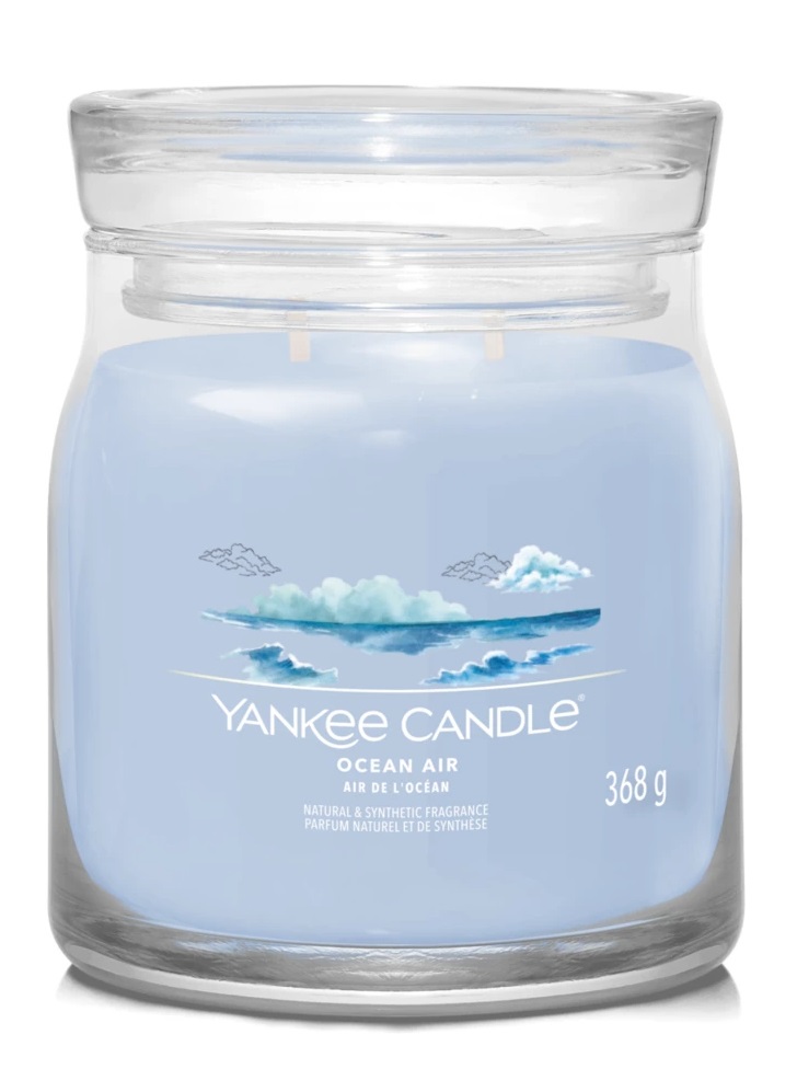 Yankee Candle Ocean Air - Candela Profumata Giara Media 368g con Doppio Stoppino, Fragranza Fresca e Pulita
