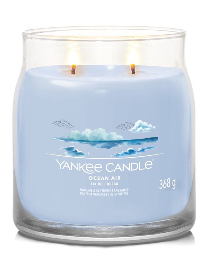 Yankee Candle Ocean Air - Candela Profumata Giara Media 368g con Doppio Stoppino, Fragranza Fresca e Pulita