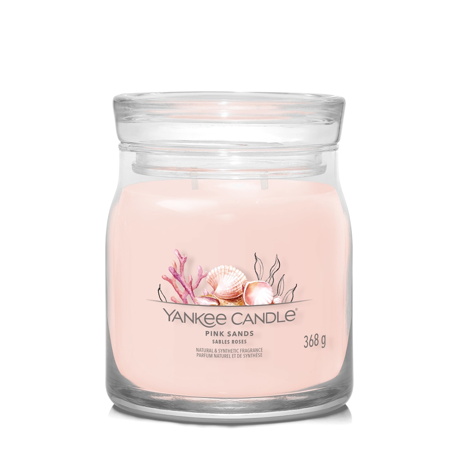 Yankee Candle Pink Sands - Candela Profumata Media 368g con Fragranza Floreale e Fruttata, Tempo di Combustione fino a 50 Ore