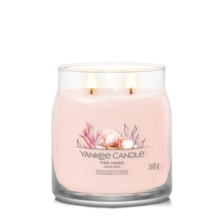Yankee Candle Pink Sands - Candela Profumata Media 368g con Fragranza Floreale e Fruttata, Tempo di Combustione fino a 50 Ore