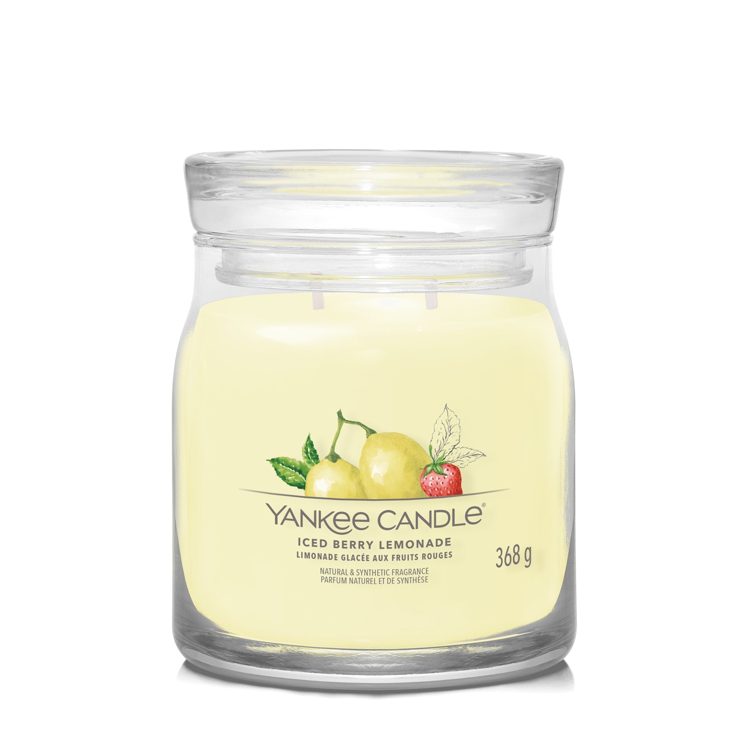 Yankee Candle Iced Berry Lemonade - Candela Profumata Media 368g con Fragranza Fruttata di Zucchero al Limone, Pompelmo e Pomelo