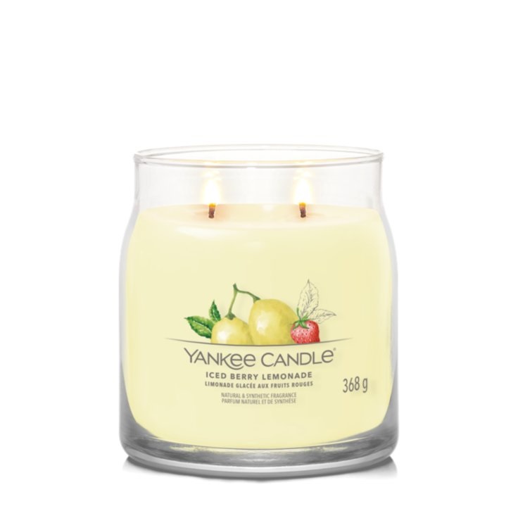 Yankee Candle Iced Berry Lemonade - Candela Profumata Media 368g con Fragranza Fruttata di Zucchero al Limone, Pompelmo e Pomelo