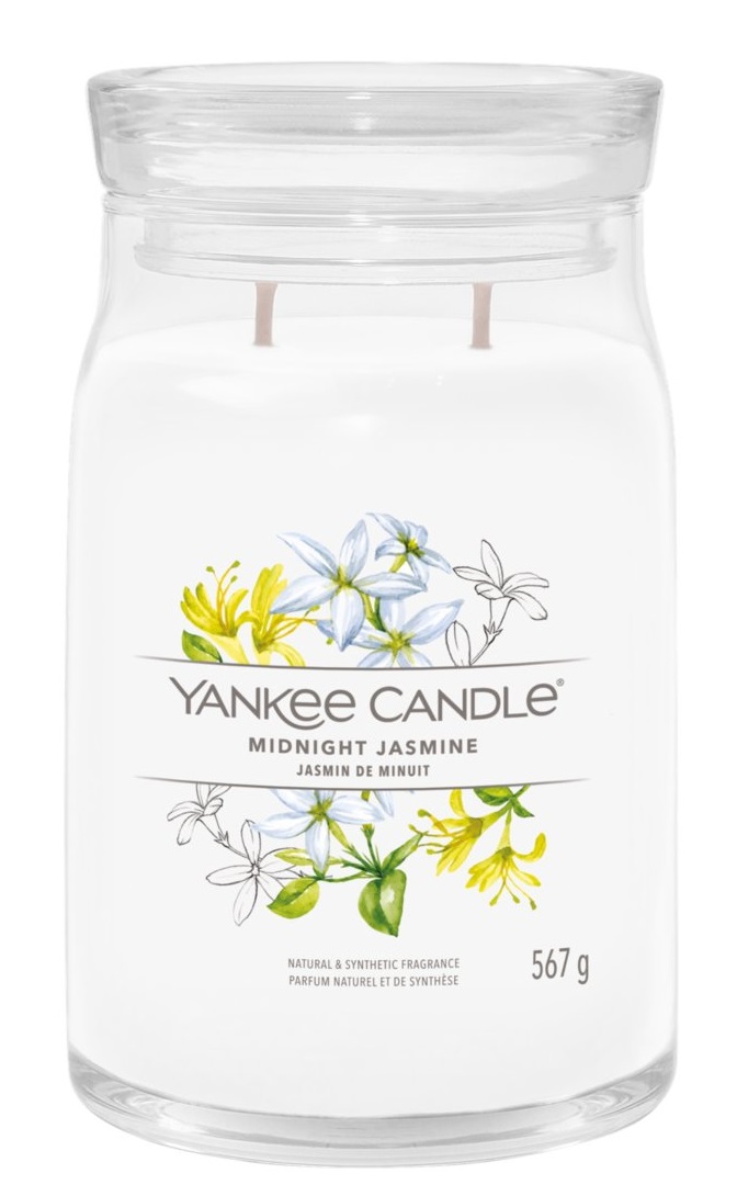 Yankee Candle Giara Grande Midnight Jasmine 567g - Candela Profumata con Fragranza Floreale e Tempo di Combustione Fino a 90 Ore