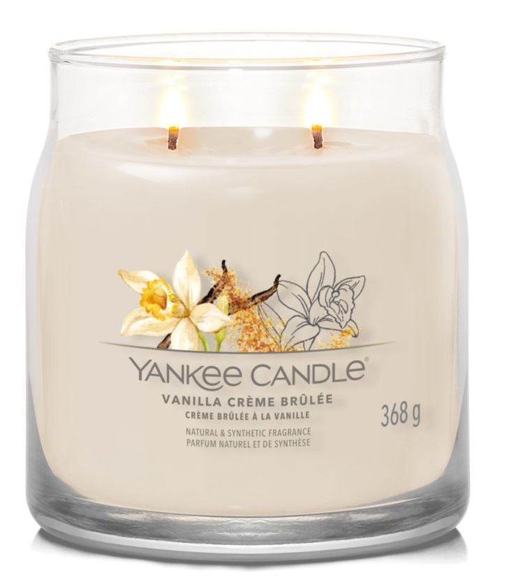 Yankee Candle Vanilla Crème Brûlée - Candela in Giara Media 368 g, Fragranza Dolce e Speziata con note di Crema Pasticcera e Cannella