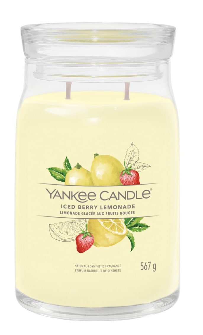 Yankee Candle Iced Berry Lemonade Giara Grande 567 g - Candela Profumata Fruttata con Note di Zucchero al Limone e Pompelmo, Tempo di Combustione Fino a 90 Ore