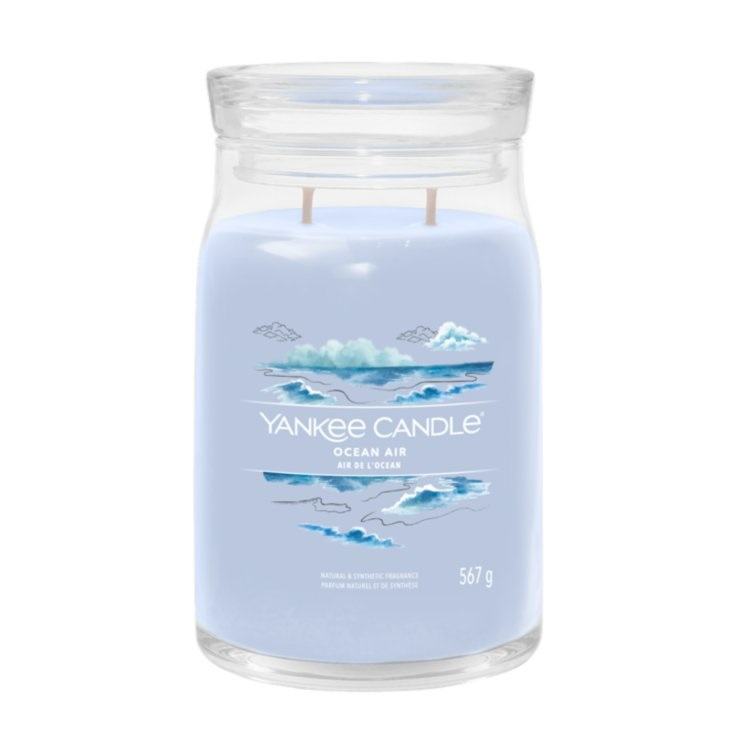 Yankee Candle Signature Candela Profumata Giara Grande Ocean Air 567 g - Fragranza Fresca e Pulita, 2 Stoppini, Fino a 90 Ore di Combustione
