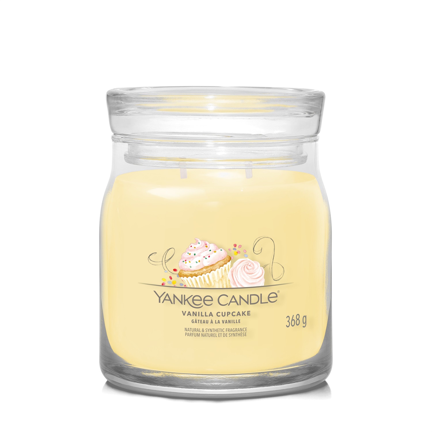 Yankee Candle Vanilla Cupcake - Candela Profumata Media 368 g con 2 Stoppini e Fragranza Dolce e Speziata