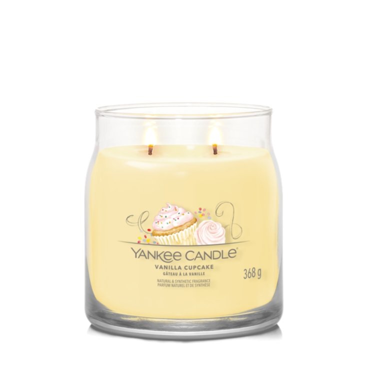 Yankee Candle Vanilla Cupcake - Candela Profumata Media 368 g con 2 Stoppini e Fragranza Dolce e Speziata