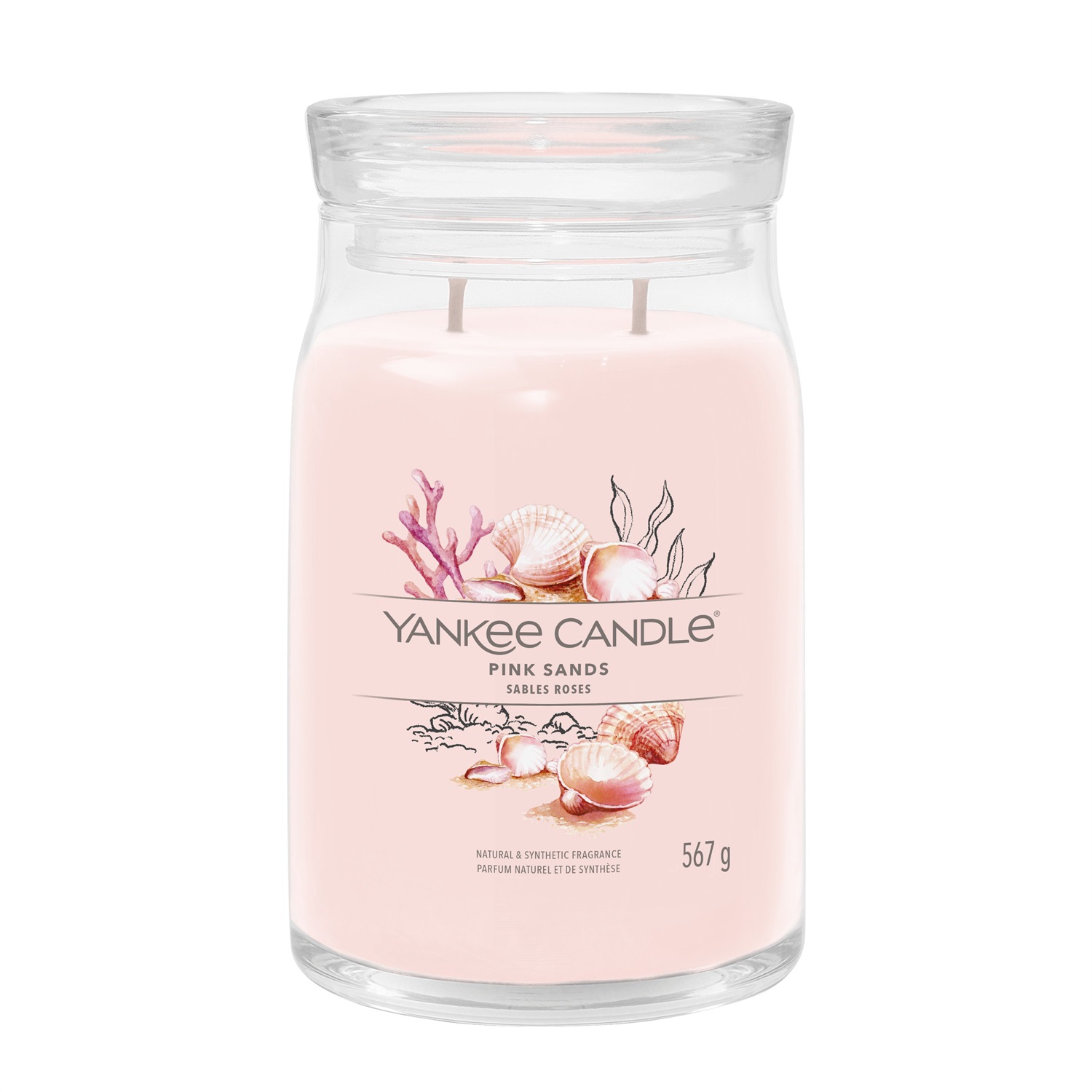 Yankee Candle Pink Sands Giara Grande 567 g - Candela Profumata Floreale con Agrumi e Vaniglia, Tempo di Combustione Fino a 90 Ore