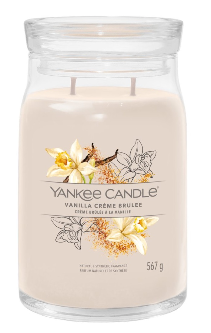 Yankee Candle Vanilla Crème Brûlée - Candela Profumata in Giara Grande 567 g con 2 Stoppini, Fragranza Dolce e Speziata