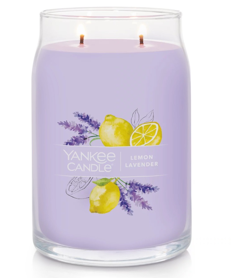 Yankee Candle Candela Profumata Giara Grande Lemon Lavender 567 g - Fragranza Agrumata con Limone e Lavanda, Tempo di Combustione Fino a 90 Ore