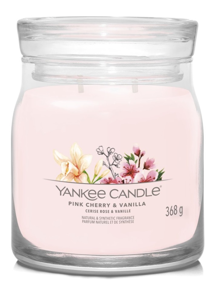 Yankee Candle Pink Cherry & Vanilla - Candela Profumata Media 368g con Doppio Stoppino e Fragranza Fruttata