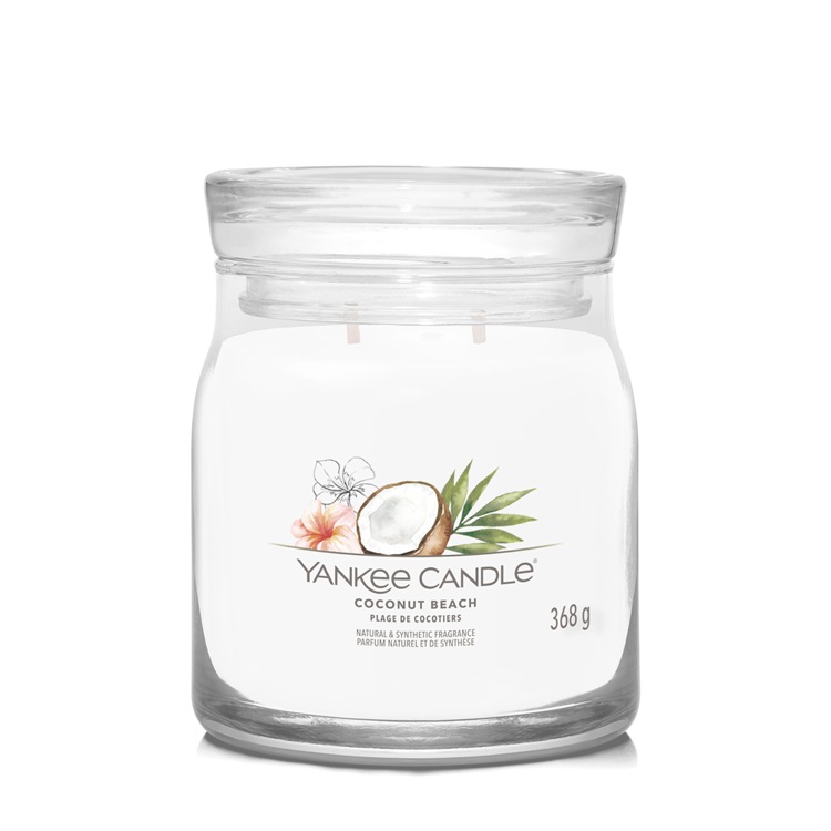 Yankee Candle Coconut Beach - Candela Profumata Giara Media 368 g con Fragranza Tropicale e Tempo di Combustione Fino a 50 Ore