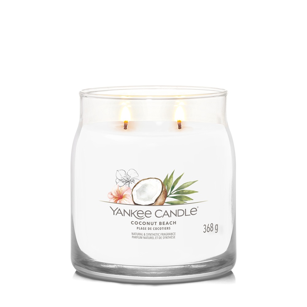 Yankee Candle Coconut Beach - Candela Profumata Giara Media 368 g con Fragranza Tropicale e Tempo di Combustione Fino a 50 Ore