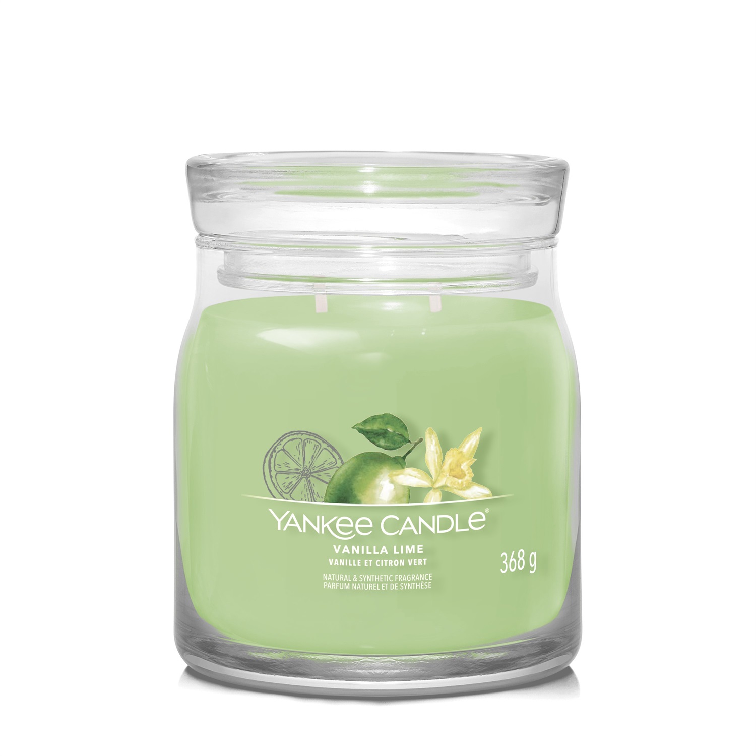 Yankee Candle Vanilla Lime - Candela Profumata Media 368 g con Note di Vaniglia, Zucchero di Canna e Lime, 2 Stoppini, Fino a 50 Ore di Combustione