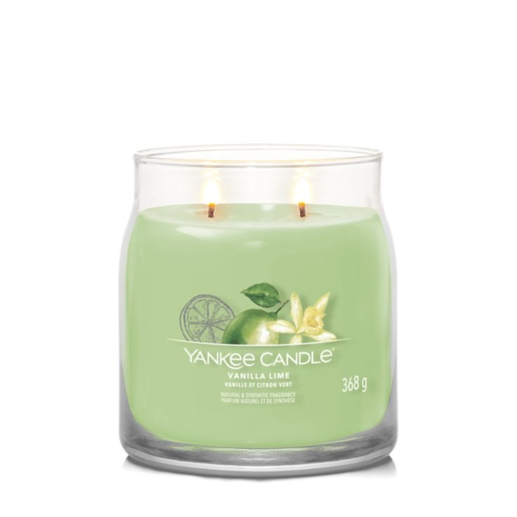 Yankee Candle Vanilla Lime - Candela Profumata Media 368 g con Note di Vaniglia, Zucchero di Canna e Lime, 2 Stoppini, Fino a 50 Ore di Combustione