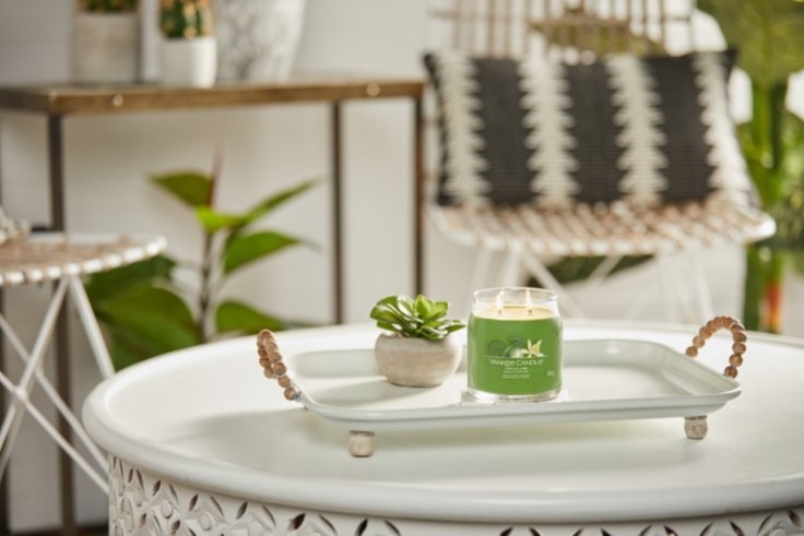 Yankee Candle Vanilla Lime - Candela Profumata Media 368 g con Note di Vaniglia, Zucchero di Canna e Lime, 2 Stoppini, Fino a 50 Ore di Combustione