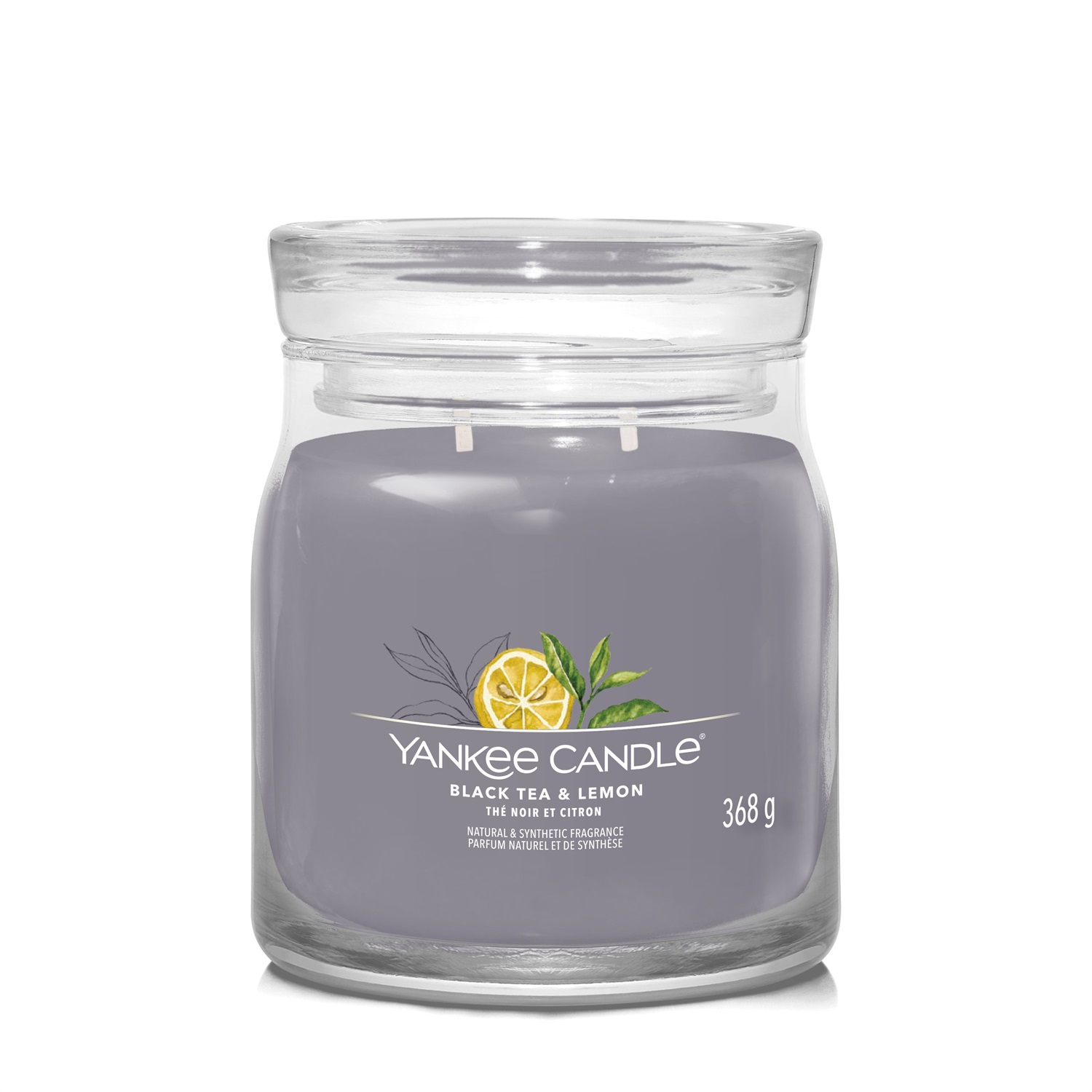 Yankee Candle Black Tea & Lemon - Candela Profumata Giara Media 368g con Fragranza di Tè Nero, Vaniglia, Muschio e Limone