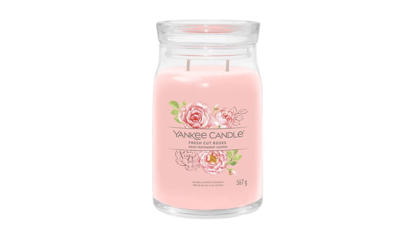 Yankee Candle Fresh Cut Roses - Candela Profumata Giara Grande 567 g con Fragranza Floreale e Tempo di Combustione Fino a 90 Ore