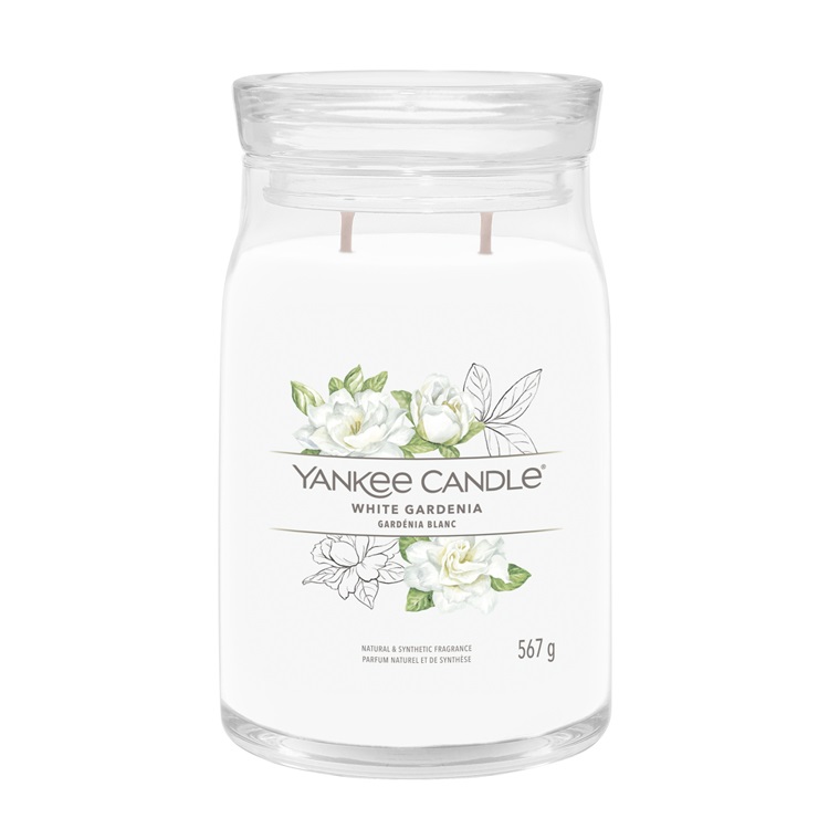 Yankee Candle White Gardenia - Candela Profumata in Giara Grande 567g con Fragranza Floreale e Tempo di Combustione Fino a 90 Ore