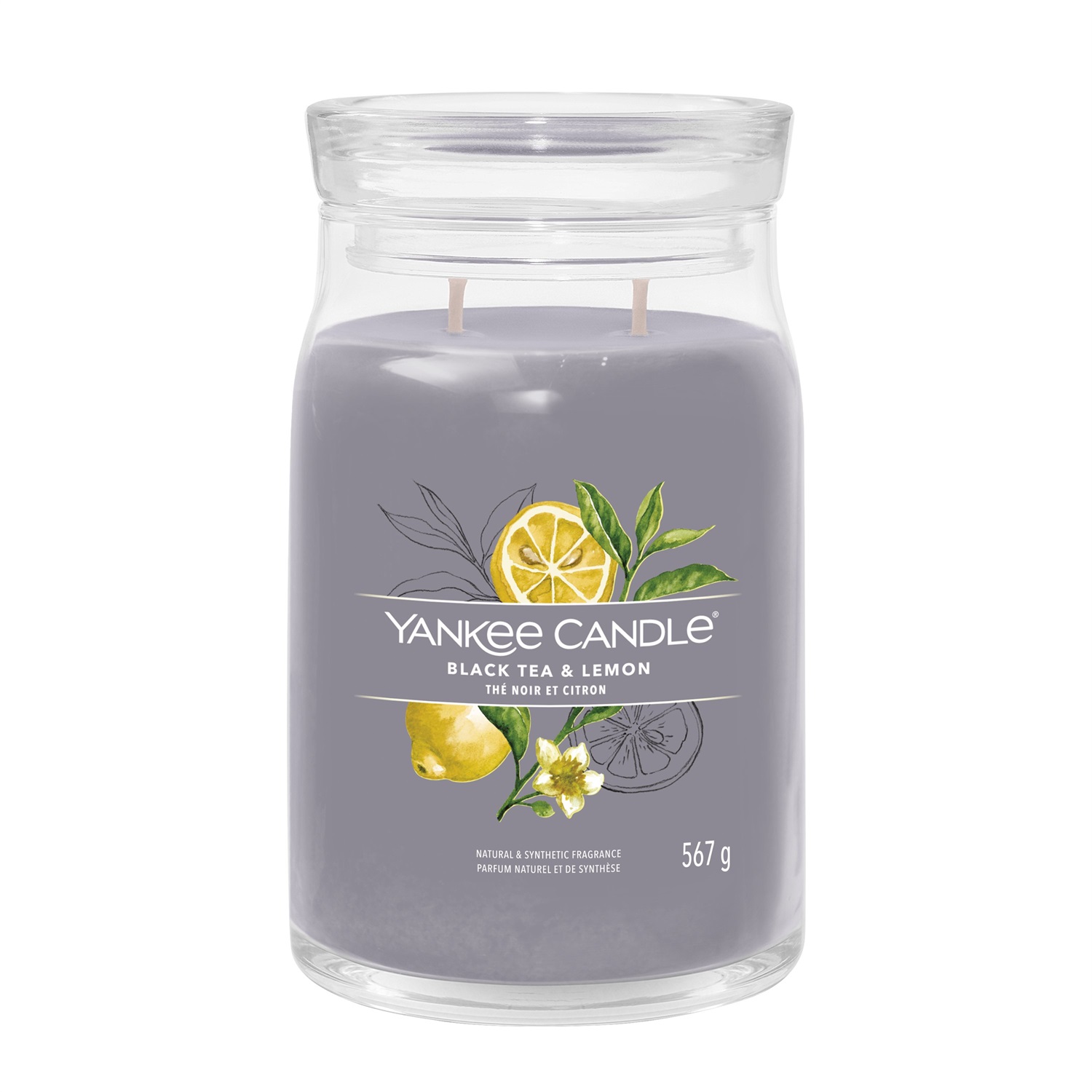 Yankee Candle Signature Candela Profumata Giara Grande Black Tea & Lemon, 567 g, Fragranza Agrumata con Note di Vaniglia e Muschio, Tempo di Combustione Fino a 90 Ore