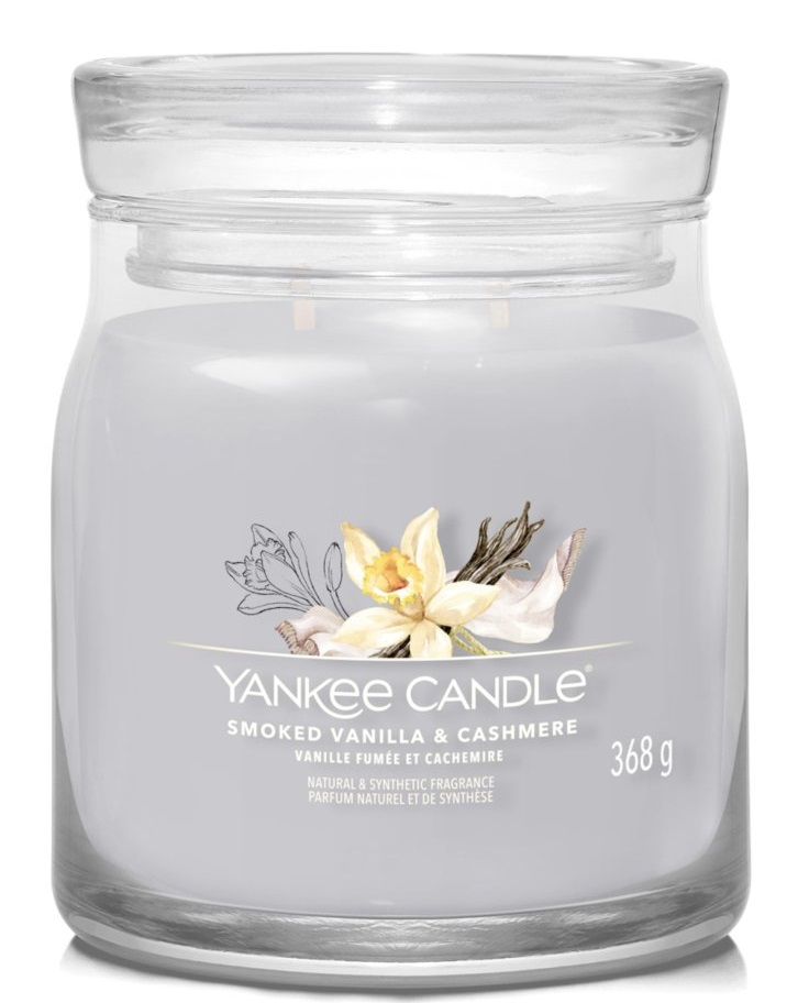 Yankee Candle Smoked Vanilla & Cashmere - Candela Profumata Media 368g con Doppio Stoppino