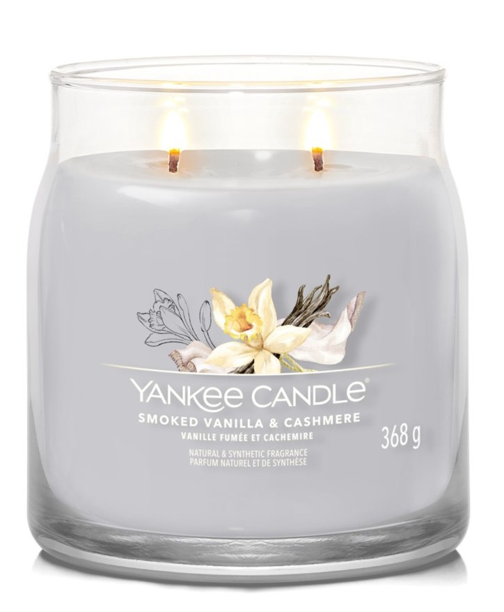 Yankee Candle Smoked Vanilla & Cashmere - Candela Profumata Media 368g con Doppio Stoppino