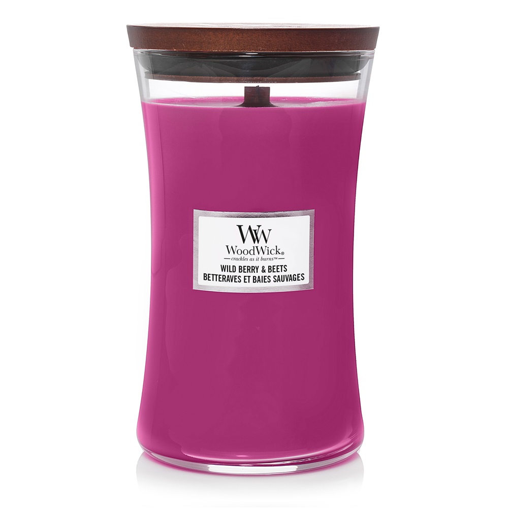 WoodWick Candela Profumata Grande Wild Berry & Beets 610 g con Stoppino Scoppiettante - Durata Fino a 130 Ore
