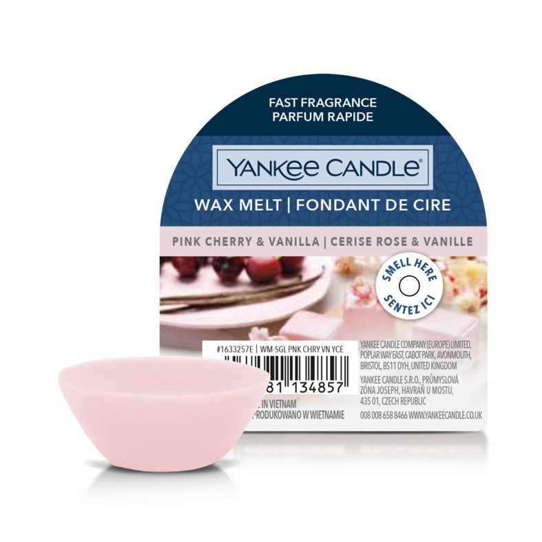 Yankee Candle Pink Cherry & Vanilla Cera da Fondere 22 g - Fragranza Fruttata con Note di Ciliegia e Vaniglia