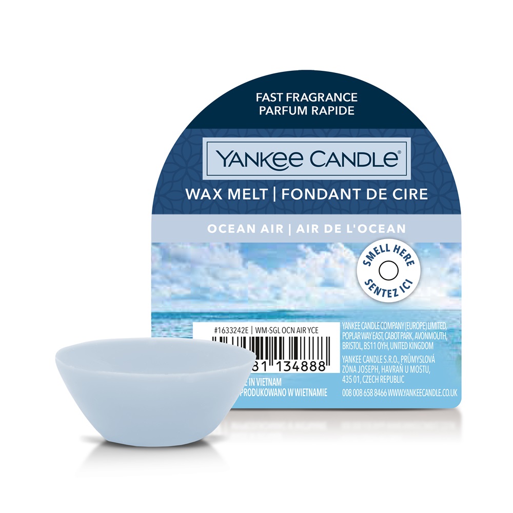 Yankee Candle Ocean Air - Cera da Fondere 22g con note di ozono, gelsomino, ambra bianca e legno di sandalo