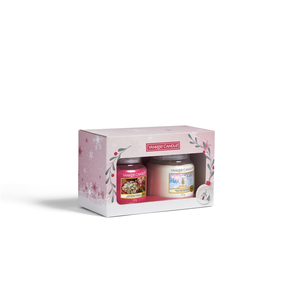 Yankee Candle Set Regalo con 2 Candele Profumate in Giara Media - Fragranze Snow Globe Wonderland e Peppermint Pinwheels