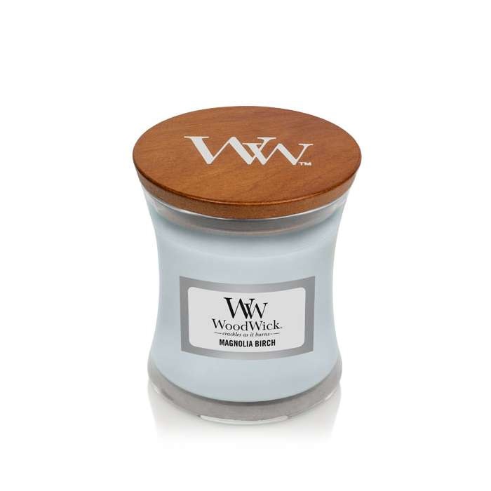 WoodWick Candela Profumata a Clessidra Magnolia Birch 275 g - Fragranza Floreale con Stoppino in Legno