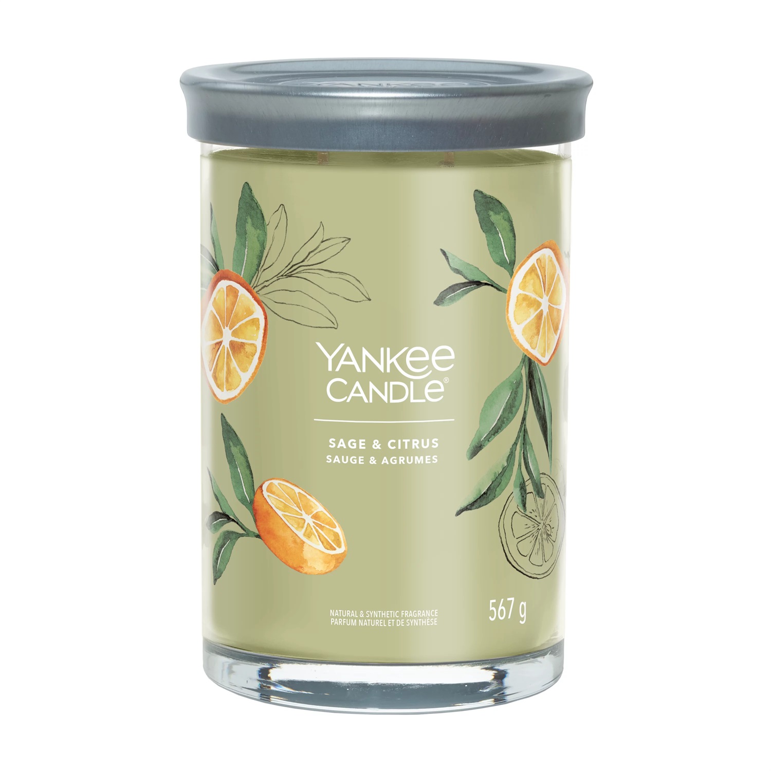 Yankee Candle Signature Candela Profumata Tumbler Grande Salvia & Agrumi 567 g - Fino a 100 Ore di Combustione