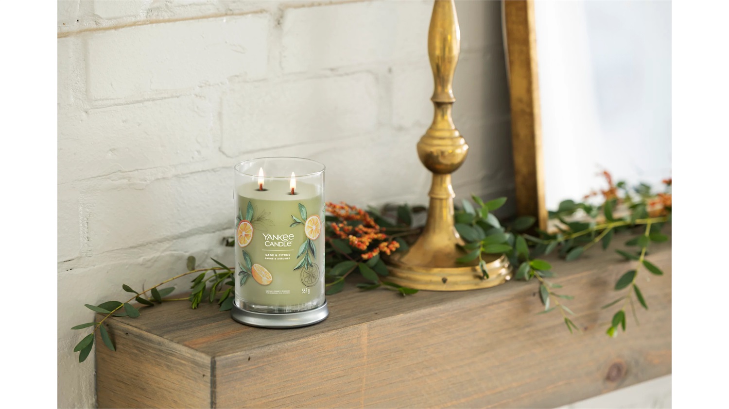 Yankee Candle Signature Candela Profumata Tumbler Grande Salvia & Agrumi 567 g - Fino a 100 Ore di Combustione