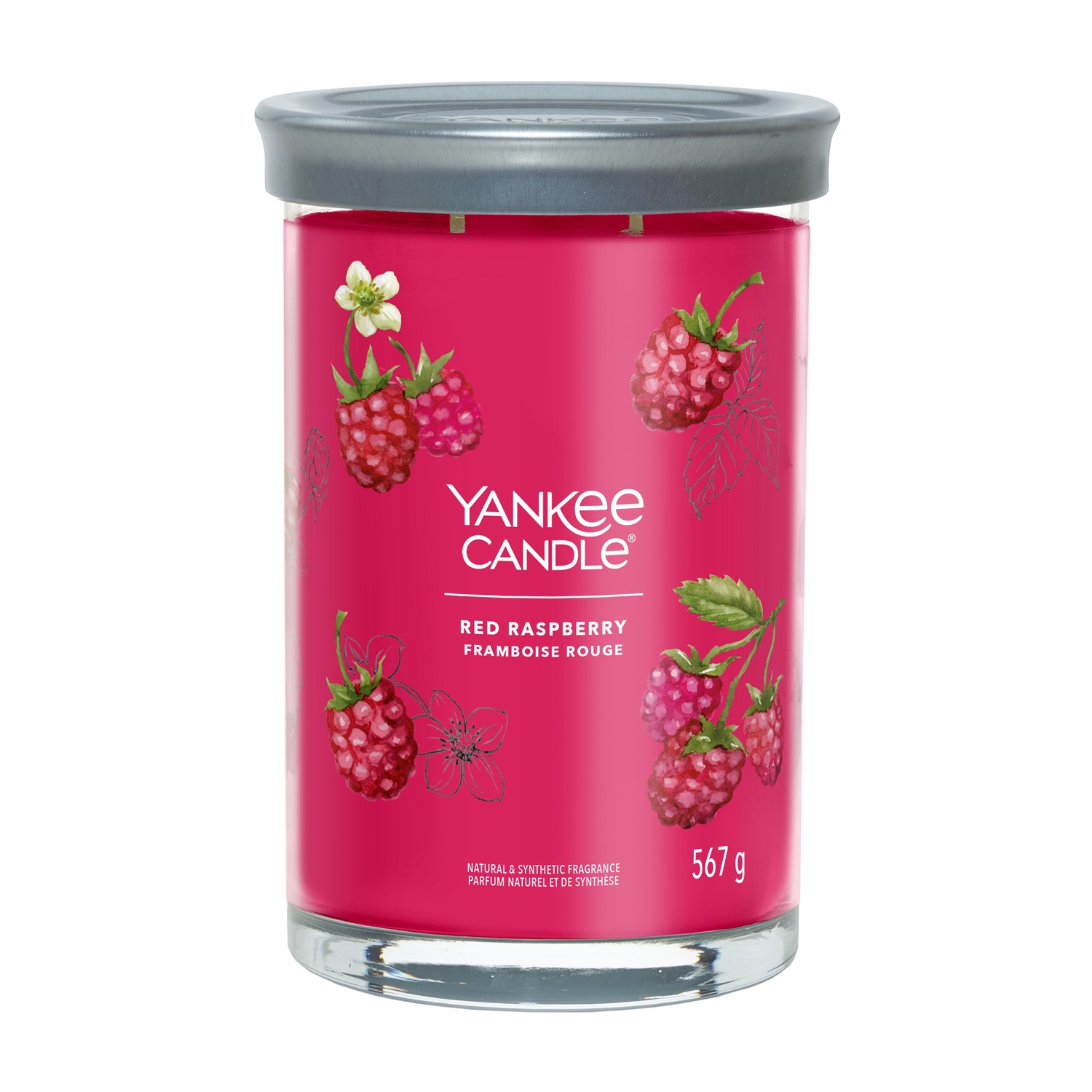 Yankee Candle Signature Tumbler Grande Lampone Rosso 567g - Candela Profumata a 2 Stoppini con Cera di Soia, Fino a 100 Ore di Combustione