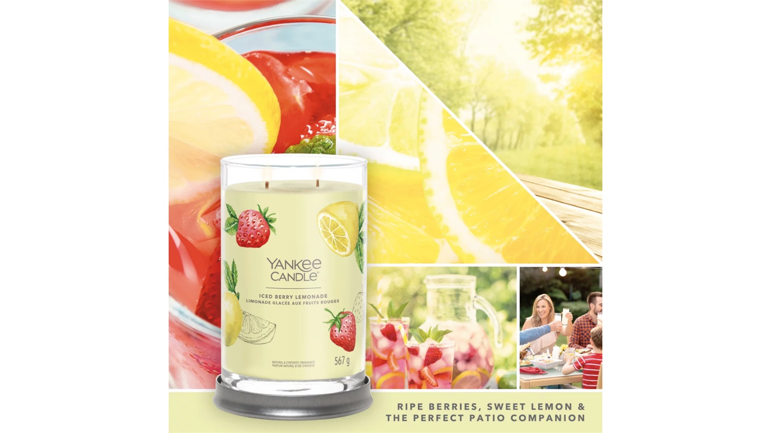 Yankee Candle Signature Tumbler Grande Iced Berry Lemonade 567g - Candela Profumata con Fragranza Fruttata e Tempo di Combustione Fino a 100 Ore