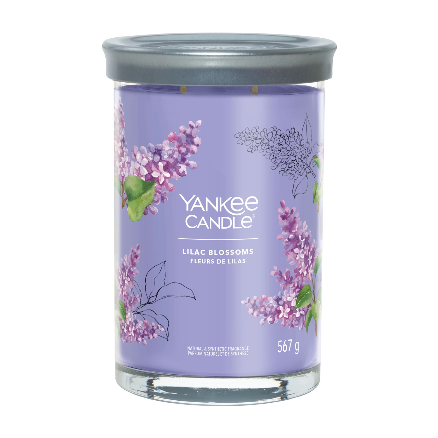 Yankee Candle Signature Tumbler Grande Lilac Blossoms - Candela Profumata in Cera di Soia, 567 g, Fiori di Lillà e Lavanda, 100 Ore di Combustione