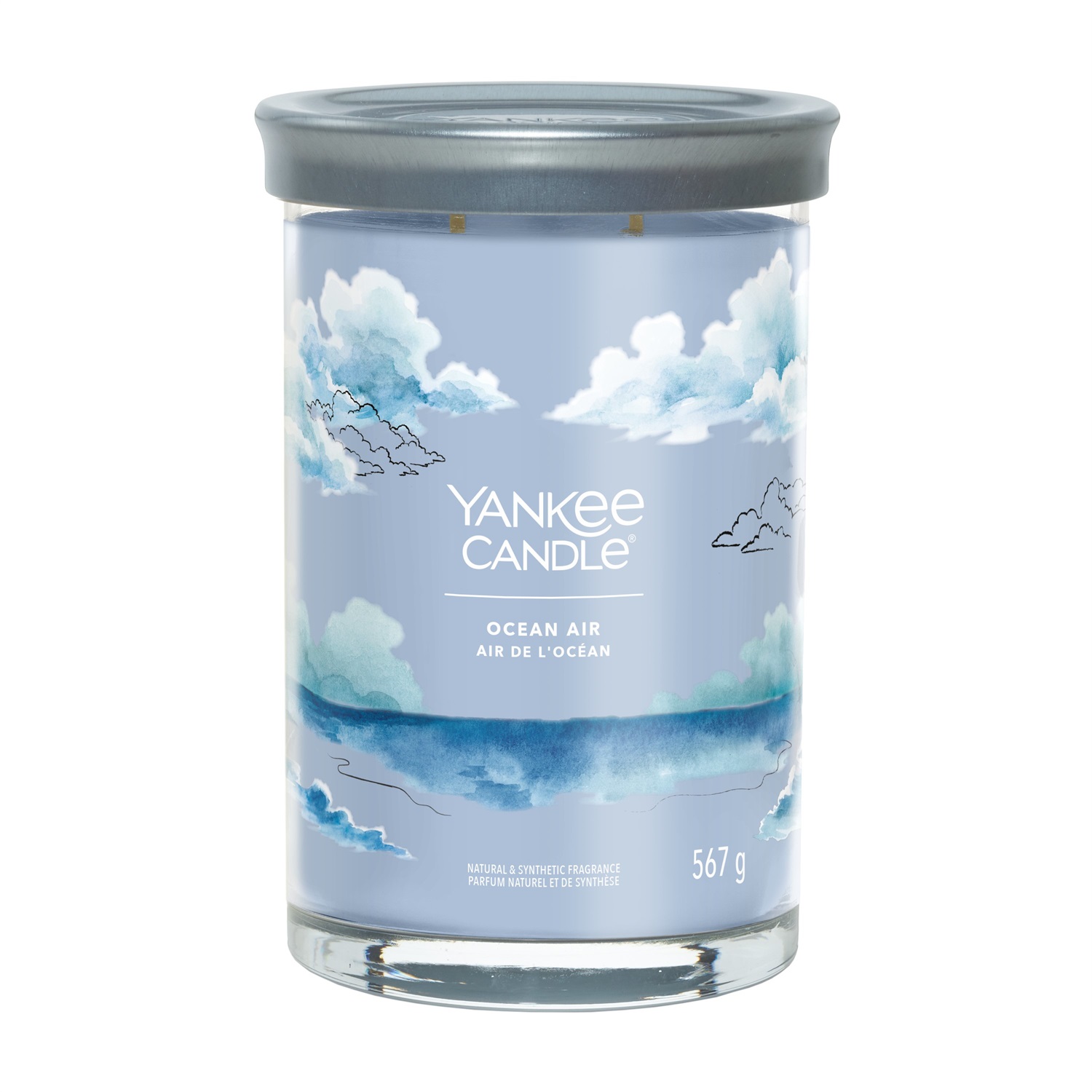 Yankee Candle Candela Profumata Tumbler Grande Aria di Oceano 567 g - Cera di Soia, 2 Stoppini, Fino a 100 Ore di Combustione