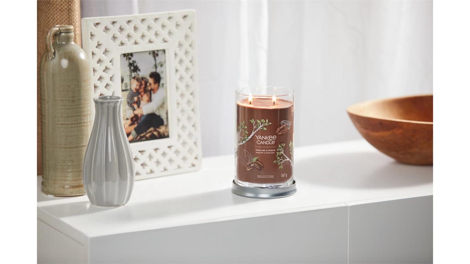 Yankee Candle Signature Candela Profumata Tumbler Grande Praline & Birch 567 g - Note Calde e Speziate, Cera di Soia, 100 Ore di Durata