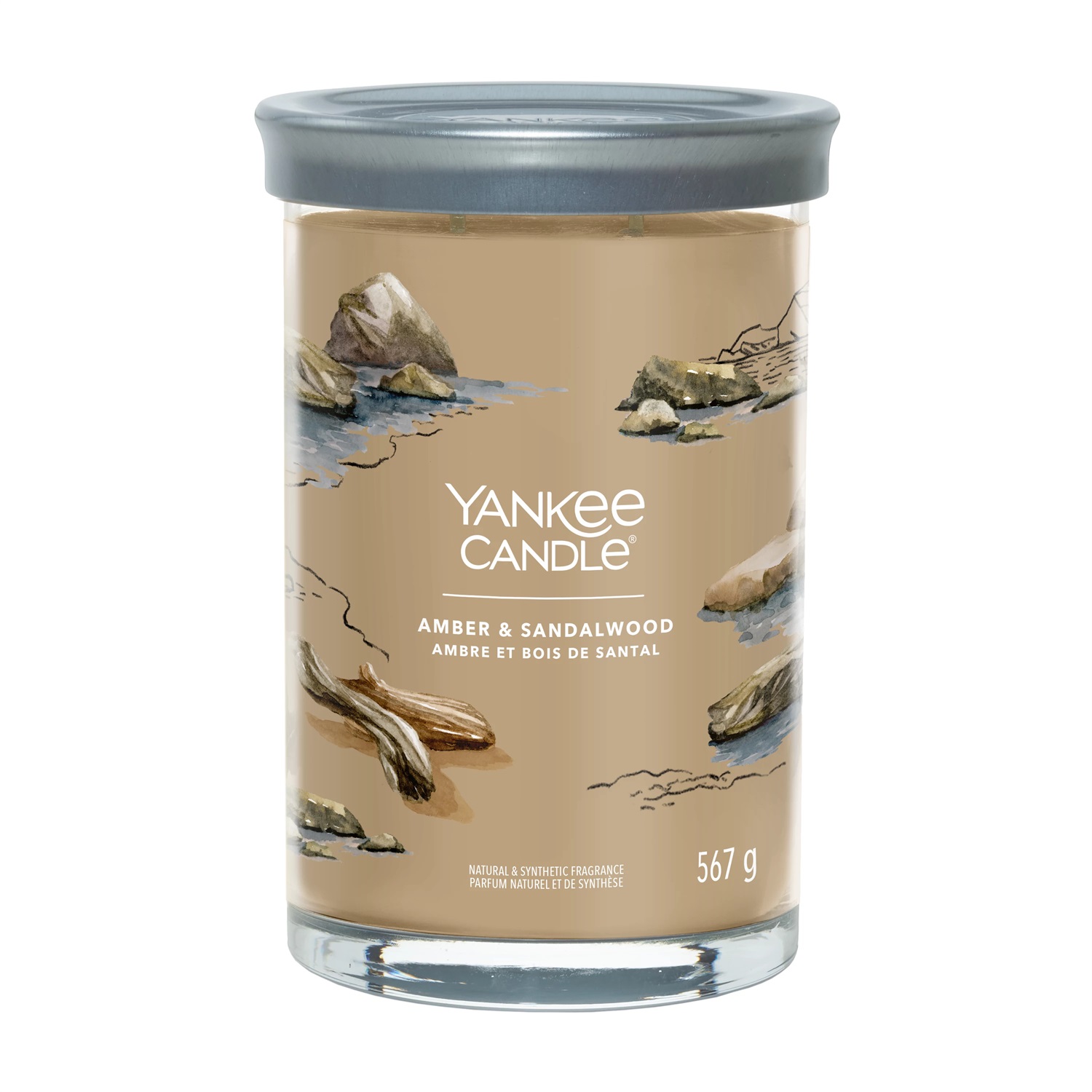 Yankee Candle Signature Candela Profumata Tumbler Grande Ambra & Legno di Sandalo, 567 g, 2 Stoppini, Fino a 100 Ore di Combustione
