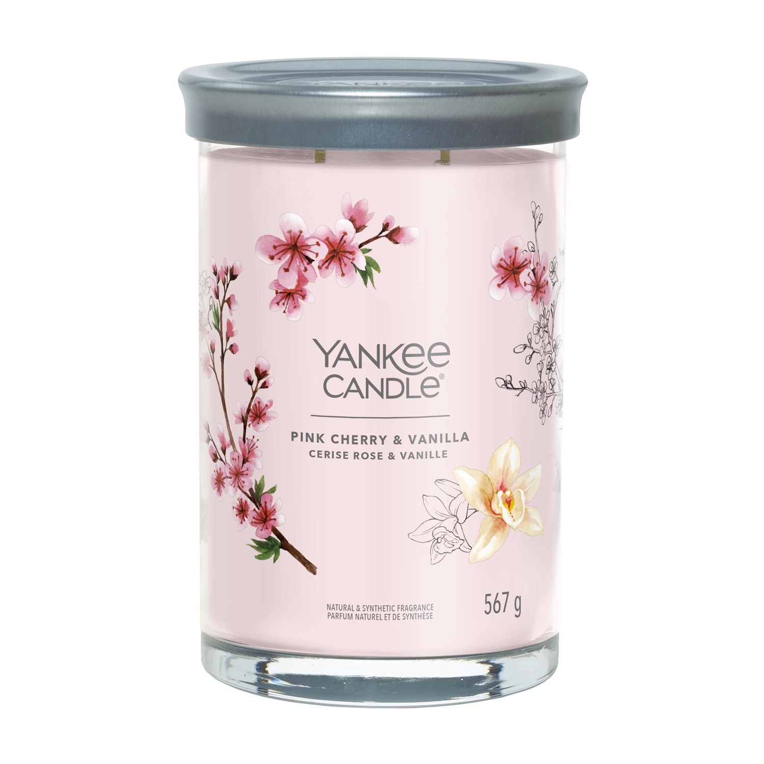 Yankee Candle Candela Profumata Grande Tumbler Pink Cherry & Vanilla 567 g - Fragranza Fruttata con Note di Ciliegia e Vaniglia, Fino a 100 Ore di Combustione